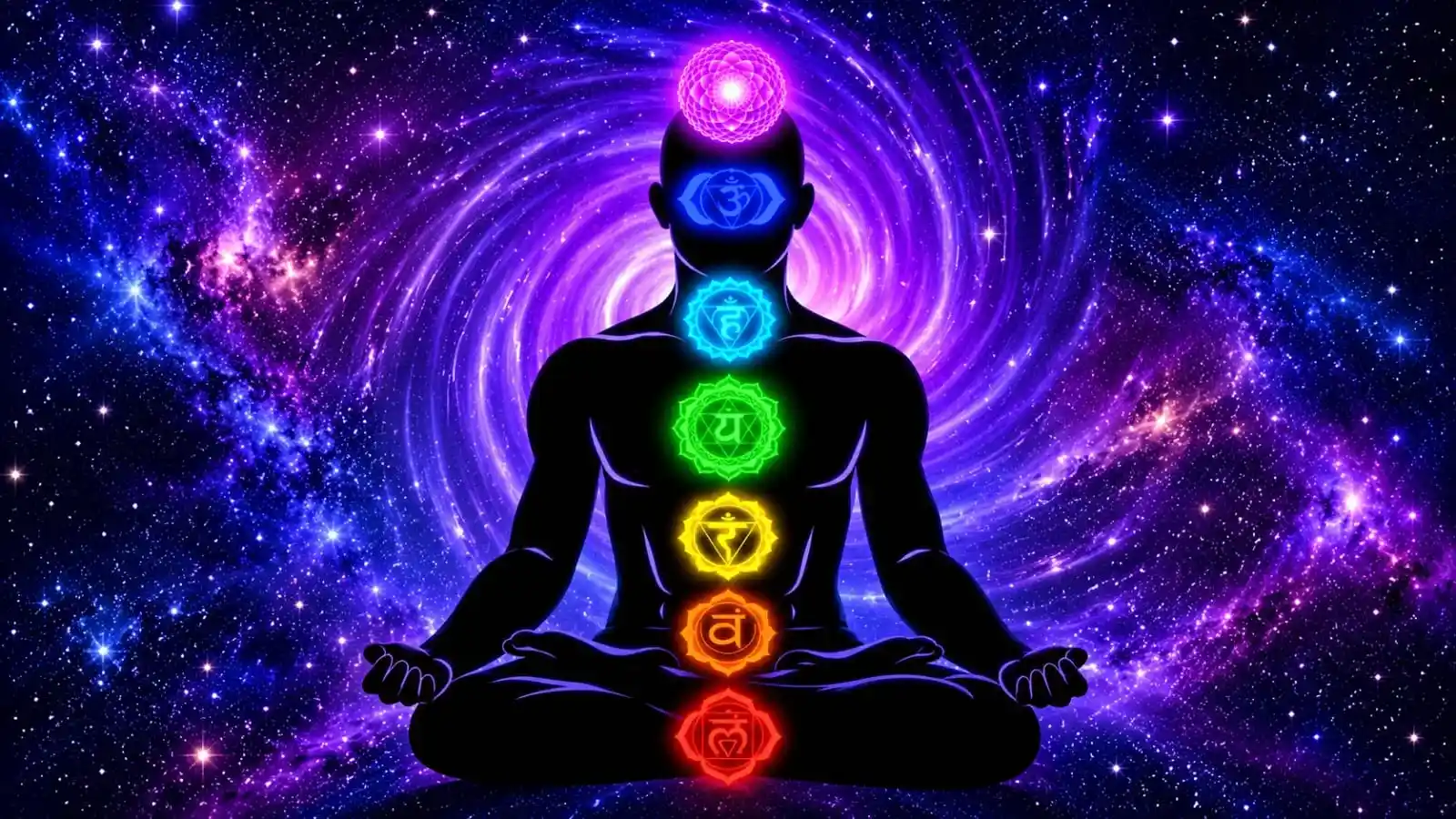 Illustration des sept chakras dans la tradition du yoga